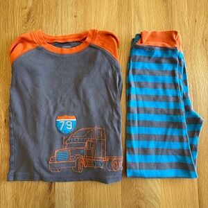 Gymboree Gray and Orange Truck Pajama Set